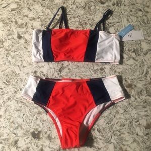 cupshe tricolor bandeau bikini